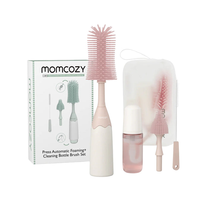 
    Kit de Escova Para Mamadeira com Design Inovador de Pressão Momcozy Pink
  