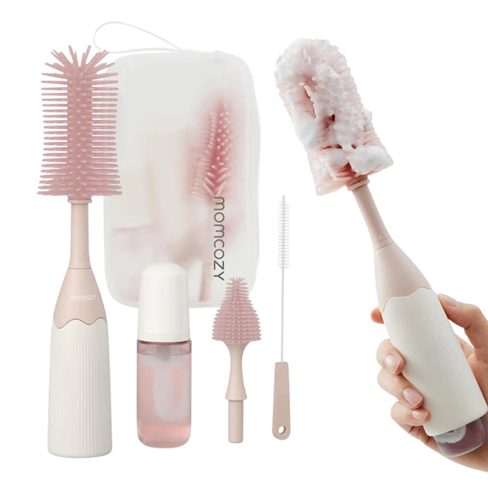 
    Kit de Escova Para Mamadeira com Design Inovador de Pressão Momcozy Pink
  