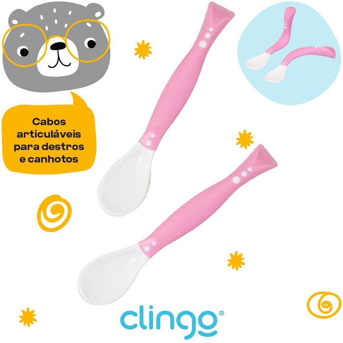 
    Kit de Talheres Articuláveis Classic Clingo Rosa - Clingo Babytunes
  