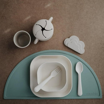 Kit de Talheres Infantil Mushie Ivory - Projetado Para Mãos Pequenas