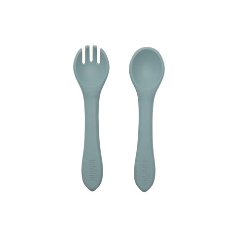 Kit de Talheres de Silicone Piccolo Infanti Azul