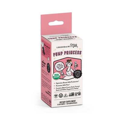 Legendairy Milk Pump Princess - Suplemento de Amamentação 60 Caps - Não OGM, Sem Glúten, Vegano, Sem Açúcar, Kosher, Halal, Sem Lácteos