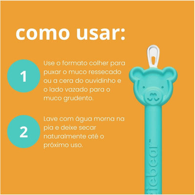 Limpador De Nariz e Ouvido com Estojo Oogiebear 2 Unidades Orange e Seafoam - Fácil de Limpar