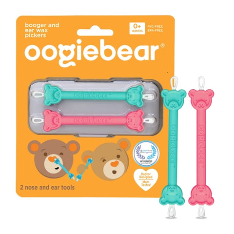 Limpador De Nariz e Ouvido com Estojo Oogiebear 2 Unidades Raspberry & Seafoam - Oogiebear Babytunes by Vanessa