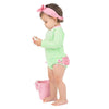 Maiô Infantil Ruffle Butts Spring Green Seersucker FPS50+ - Ruffle Butts Babytunes