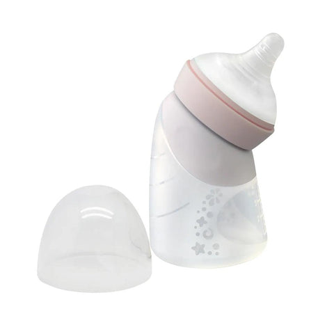 Mamadeira Angulada em Silicone Marcus & Marcus 120ML Rosa - Marcus & Marcus Babytunes