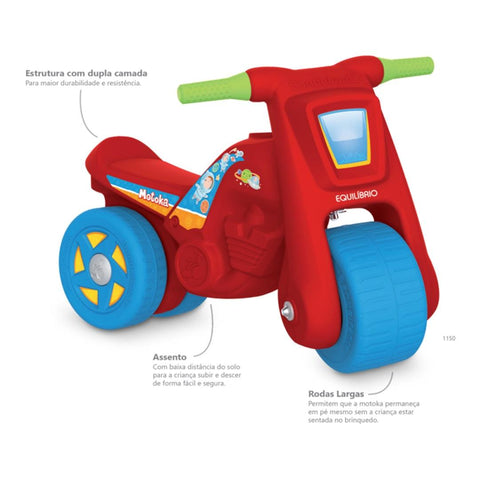 Motoca de Equilíbrio Infantil Bandeirante Vermelho - Bandeirante Babytunes