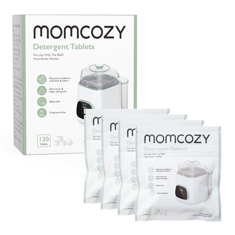 Pastilhas Detergente para Lavadora de Mamadeiras Momcozy KleanPal Pro – 120 Unidades