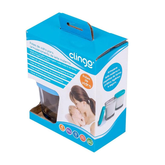 
    Potes de Vidro Para Armazenamento de Leite Materno Clingo Azul - Clingo Babytunes
  