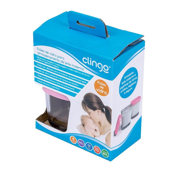 
    Potes de Vidro Para Armazenamento de Leite Materno Clingo Rosa - Clingo Babytunes
  