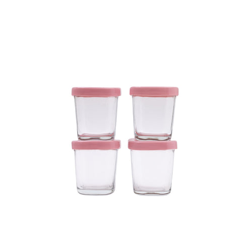 Potes de Vidro Para Armazenamento de Leite e Papinha Petit Piá Rosa 150ML