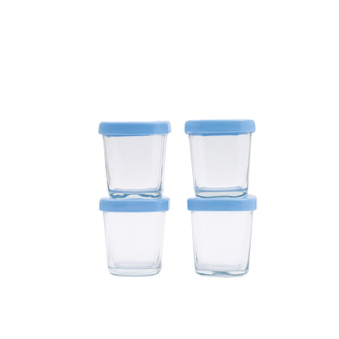 Potes de Vidro Para Armazenamento de Leite e Papinha Petit Piá Azul 150ML