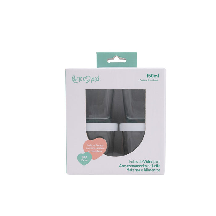 
    Potes de Vidro Para Armazenamento de Leite e Papinha Petit Piá Branco 150ML - Petit Piá Babytunes
  