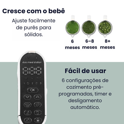 Processador De Alimentos Babymoov Duo Meal Station 6 em 1 Grey - Evolui com o crescimento do bebê