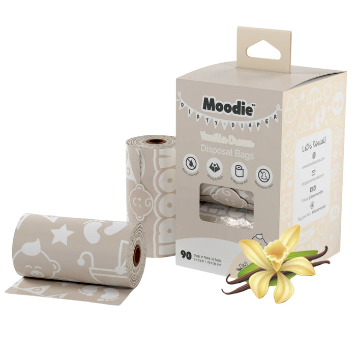 
    Refil de Sacos Descartáveis Moodie Vanilla Scented - 06 Unidades - Moodie Babytunes
  