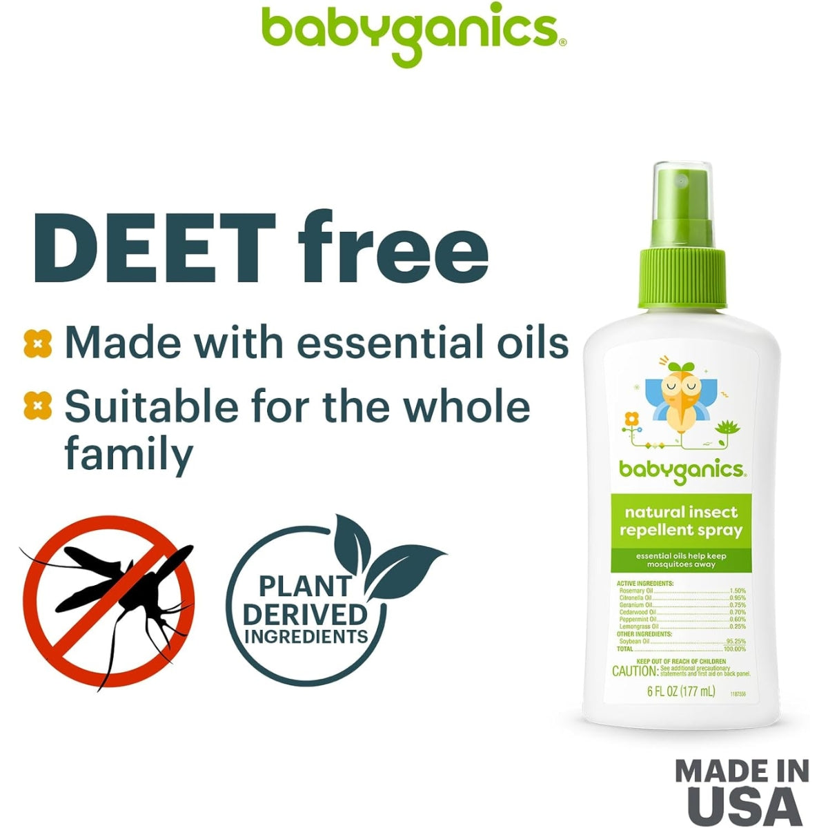 Repelente Natural Babyganics Spray 177ml