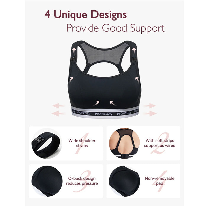 
    Sutiã de Amamentação Esportivo Momcozy Black - Momcozy Babytunes
  