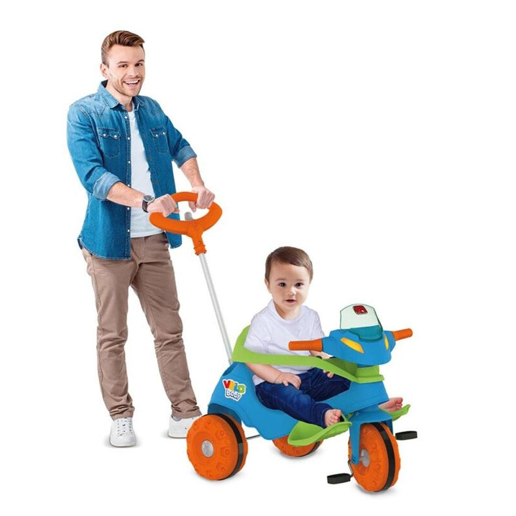 Triciclo Infantil Bandeirante Velobaby Passeio e Pedal Azul – Babytunes