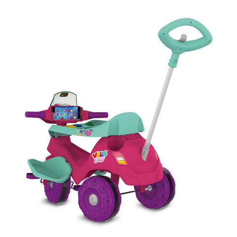 Triciclo Infantil Bandeirante Velobaby Passeio e Pedal Rosa - Bandeirante Babytunes