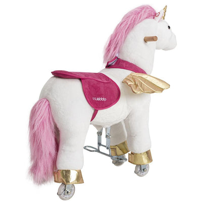 Unicórnio Uppi Montaria Kiddo Branco e Rosa M - Material Resistente
