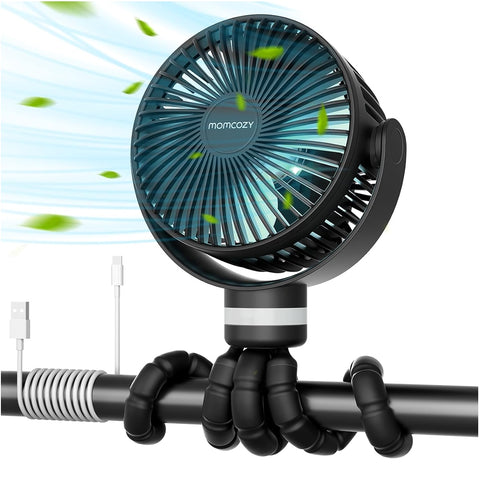 Ventilador Portátil Momcozy Para Carrinho de Bebê 8000mAh Black