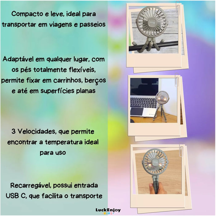 
    Ventilador Portátil Multiuso Para Bebê Clingo Cinza - Clingo Babytunes
  