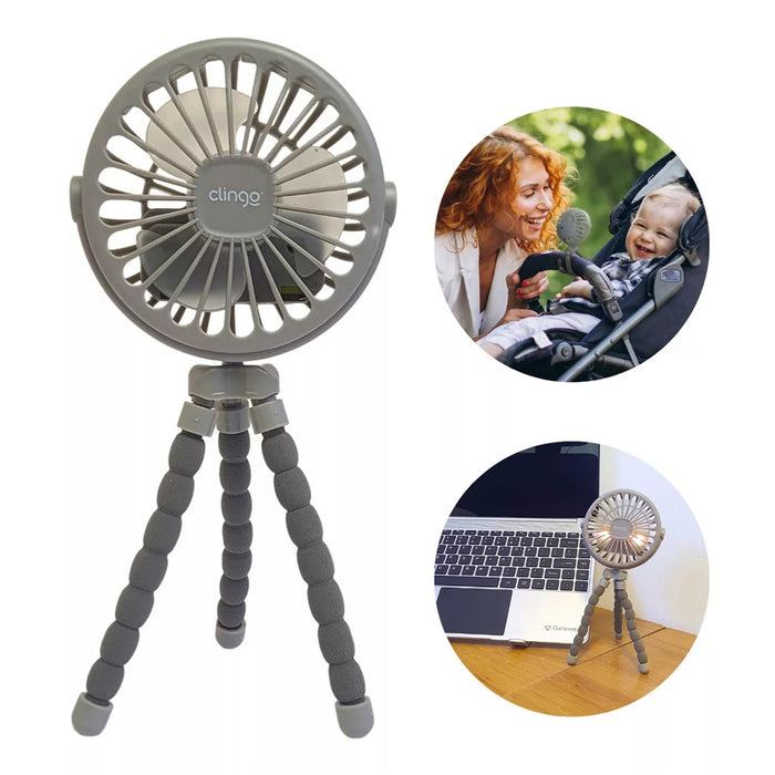 
    Ventilador Portátil Multiuso Para Bebê Clingo Cinza - Clingo Babytunes
  