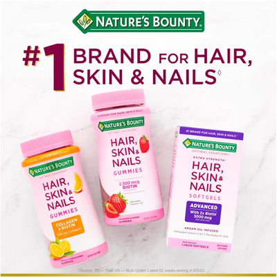 Suplemento Nature's Bounty Para Cabelo Pele e Unha 80 Gomas - A Marca Número 1 Para Cabelos, Pele e Unha