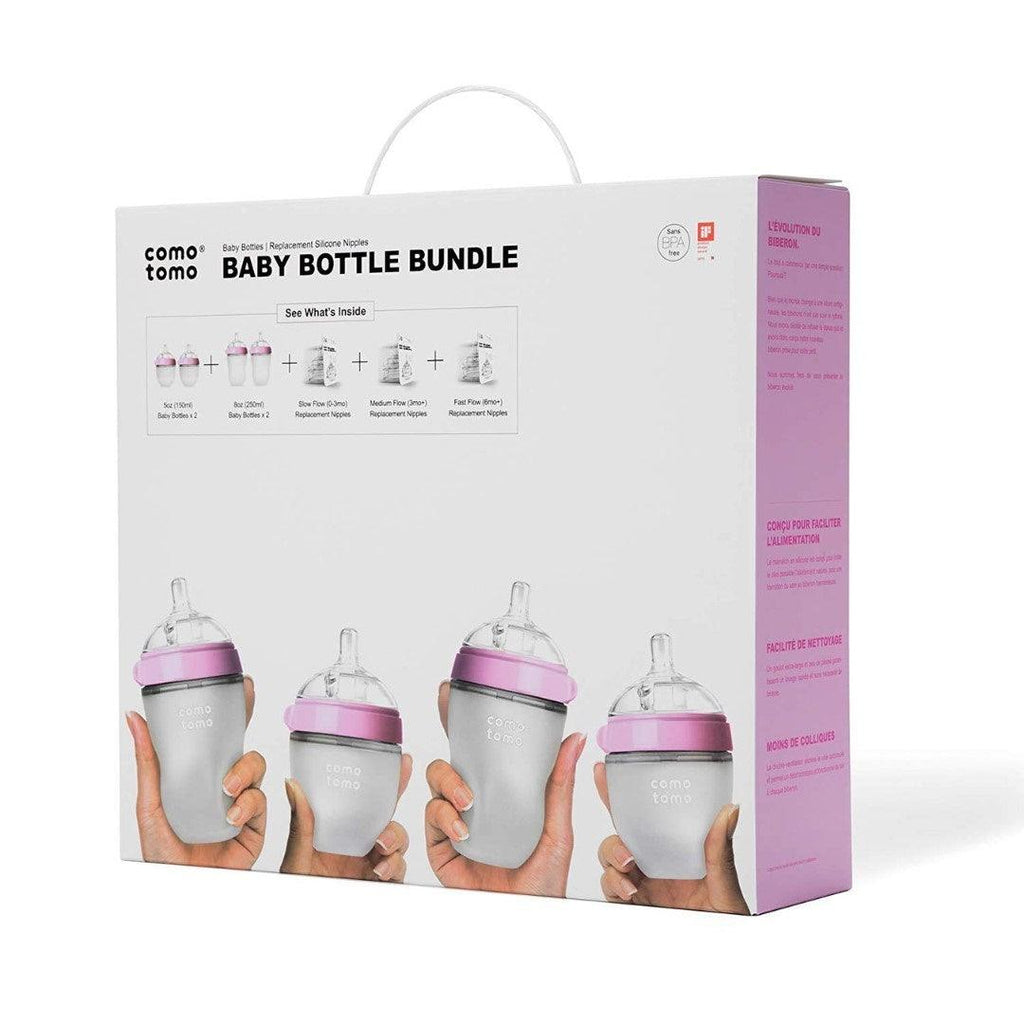 Kit de Mamadeira Comotomo 7 Peças Rosa