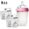 Kit Mamadeira Comotomo Rosa 250ML + Bico fluxo médio e Fluxo rápido