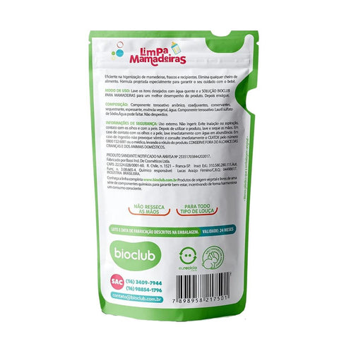 Refil Para Detergente de Mamadeiras Orgânico Bioclub 500ML - Bioclub Babytunes