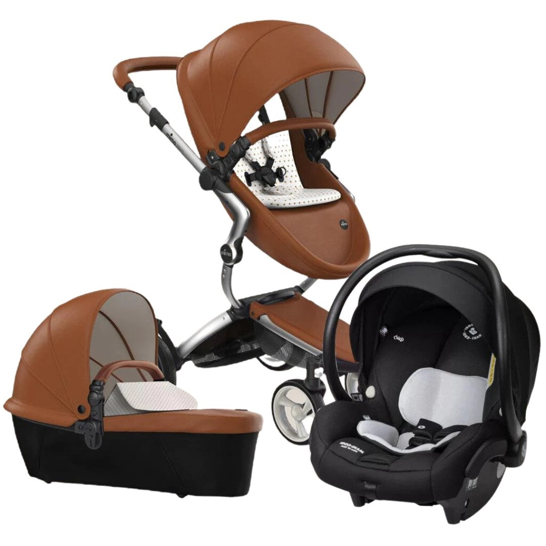 Kit (Carrinho Mima Xari Caramelo Com Bolinhas + Bebê Conforto Maxi Cosi Mico XP Max)
