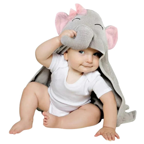 Toalha Infantil 3D Hudson Baby Elefantinha Cinza