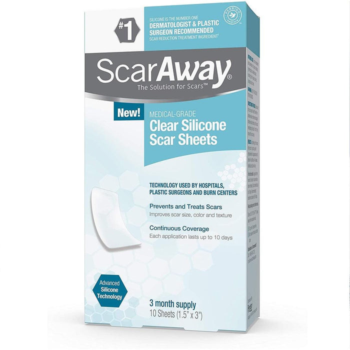 
    Adesivos de Silicone Para Tratamento de Cicatrizes ScarAway 10 Unidades - ScarAway Babytunes
  