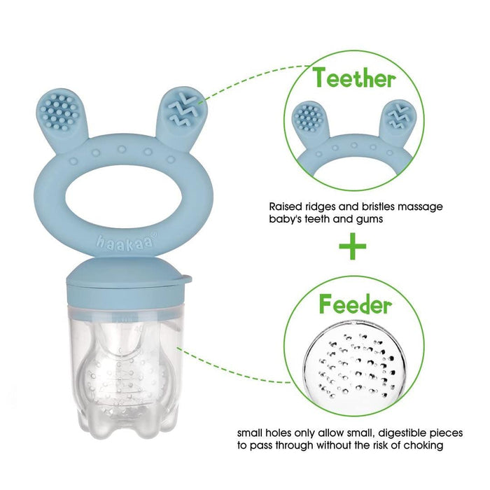 
    Alimentador Infantil de Silicone + Mordedor Haakaa Azul - Haakaa Babytunes
  