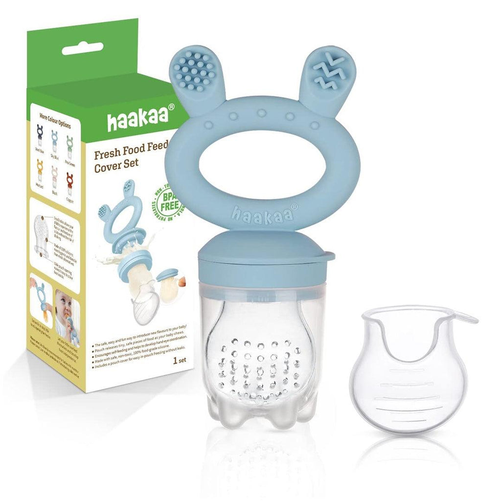 Alimentador Infantil de Silicone + Mordedor Haakaa Azul - Haakaa Babytunes