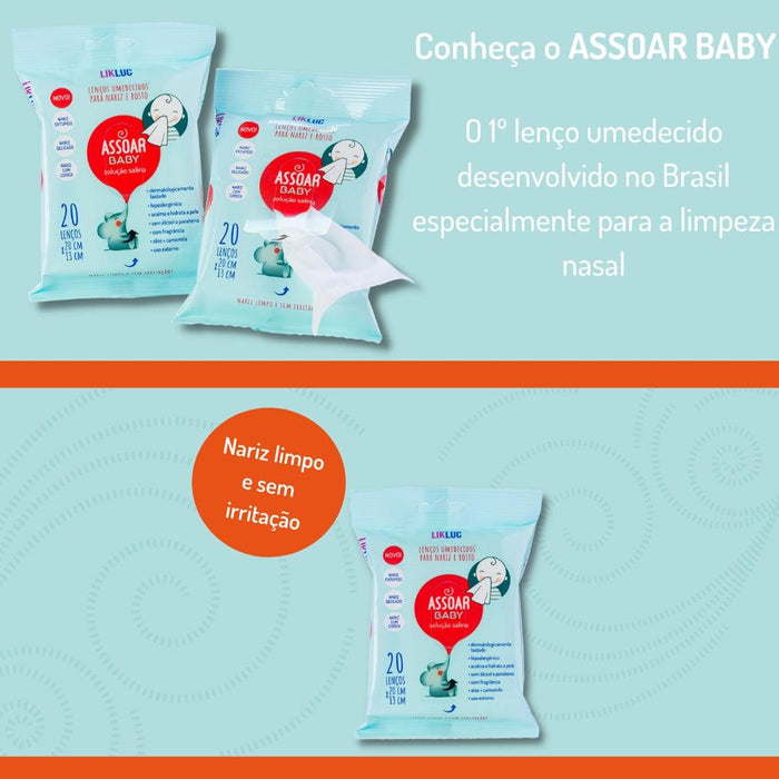 
    Assoar Baby - Lenços Umedecidos Com Solução Salina Para Nariz e Rosto - LikLuc Babytunes
  