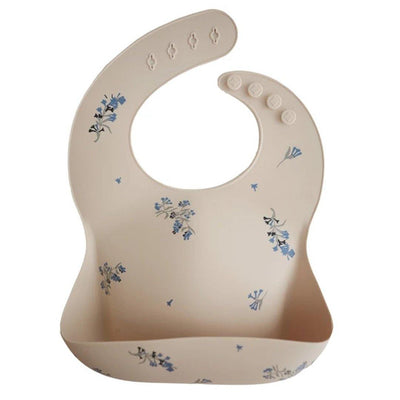 Babador De Silicone Infantil Mushie Lilac Flowers - Bolso Coletor