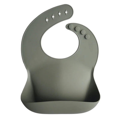 Babador De Silicone Infantil Mushie Silver Sage - Bolso Coletor