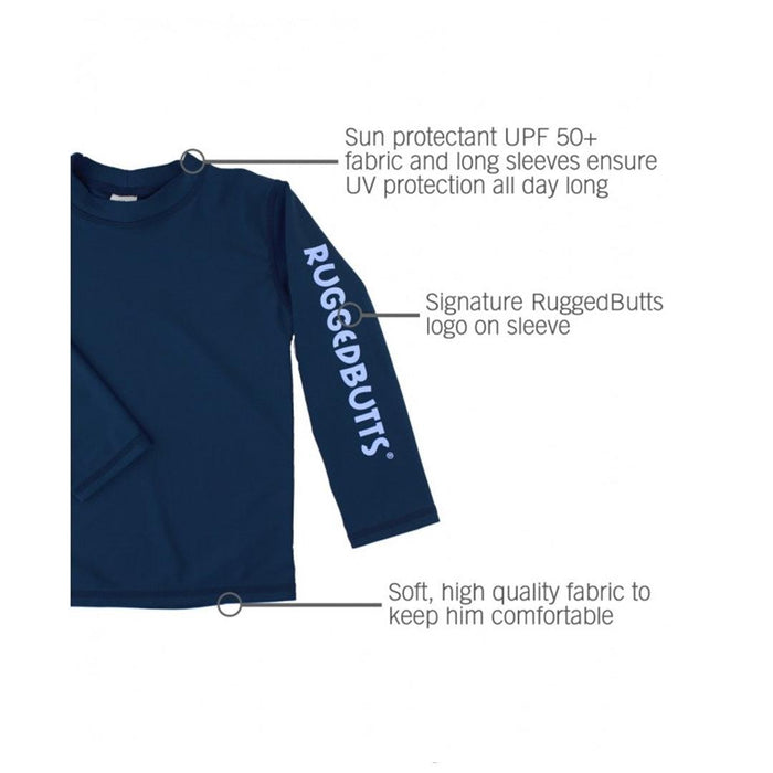 
    Camisa De Banho Infantil Ruggedbutts Azul Marinho FPS50+ - Ruggedbutts Babytunes
  