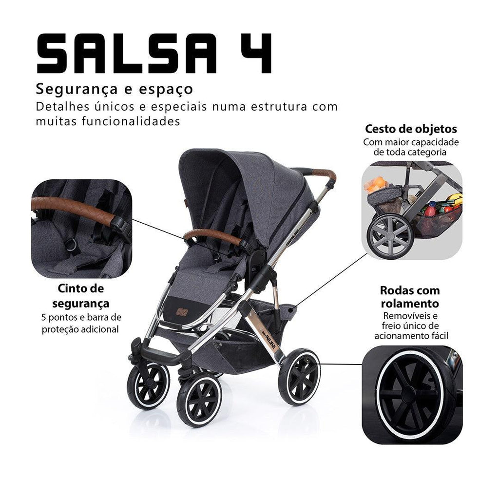 Carrinho De Bebê Salsa 4 ABC Design Diamond Asphalt - ABC Design Babytunes