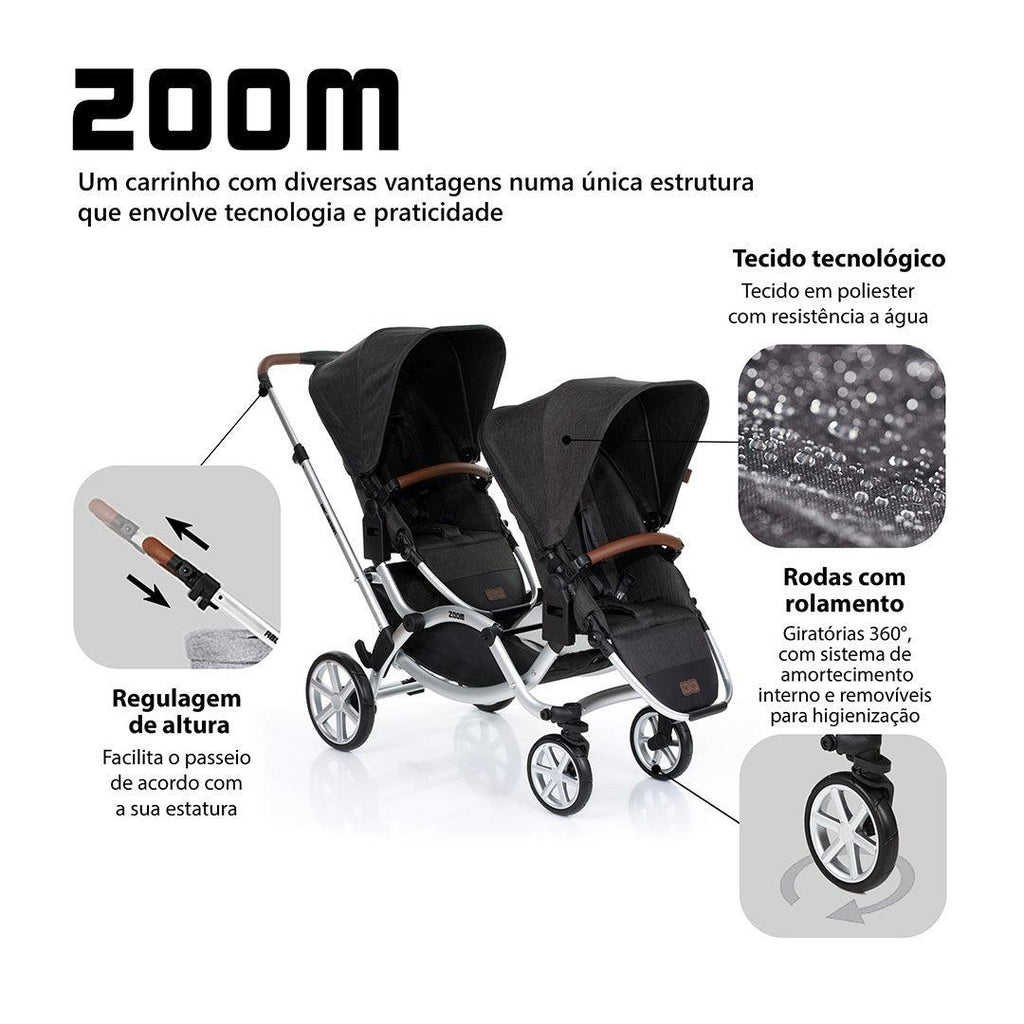 Carrinho De Bebê Para Gêmeos Zoom ABC Design Storm - ABC Design Babytunes