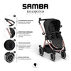 Carrinho de Bebê ABC Design - Samba Diamond Rose Gold Trio - ABC Design Babytunes