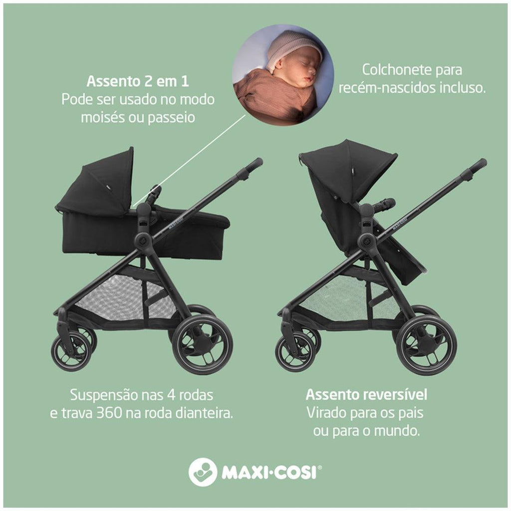 Carrinho Travel System Maxi-Cosi Anna³ Trio Essential Graphite - Maxi-Cosi Babytunes