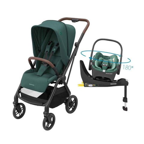 Carrinho de Bebê TS Trio Maxi-Cosi Leona² + Pebble 360° e Base Isofix Essential Green - Maxi-Cosi Babytunes