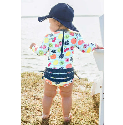 Chapéu Infantil Ruffle Butts Para Meninas Striped Navy FPS50+ - Design Atraente
