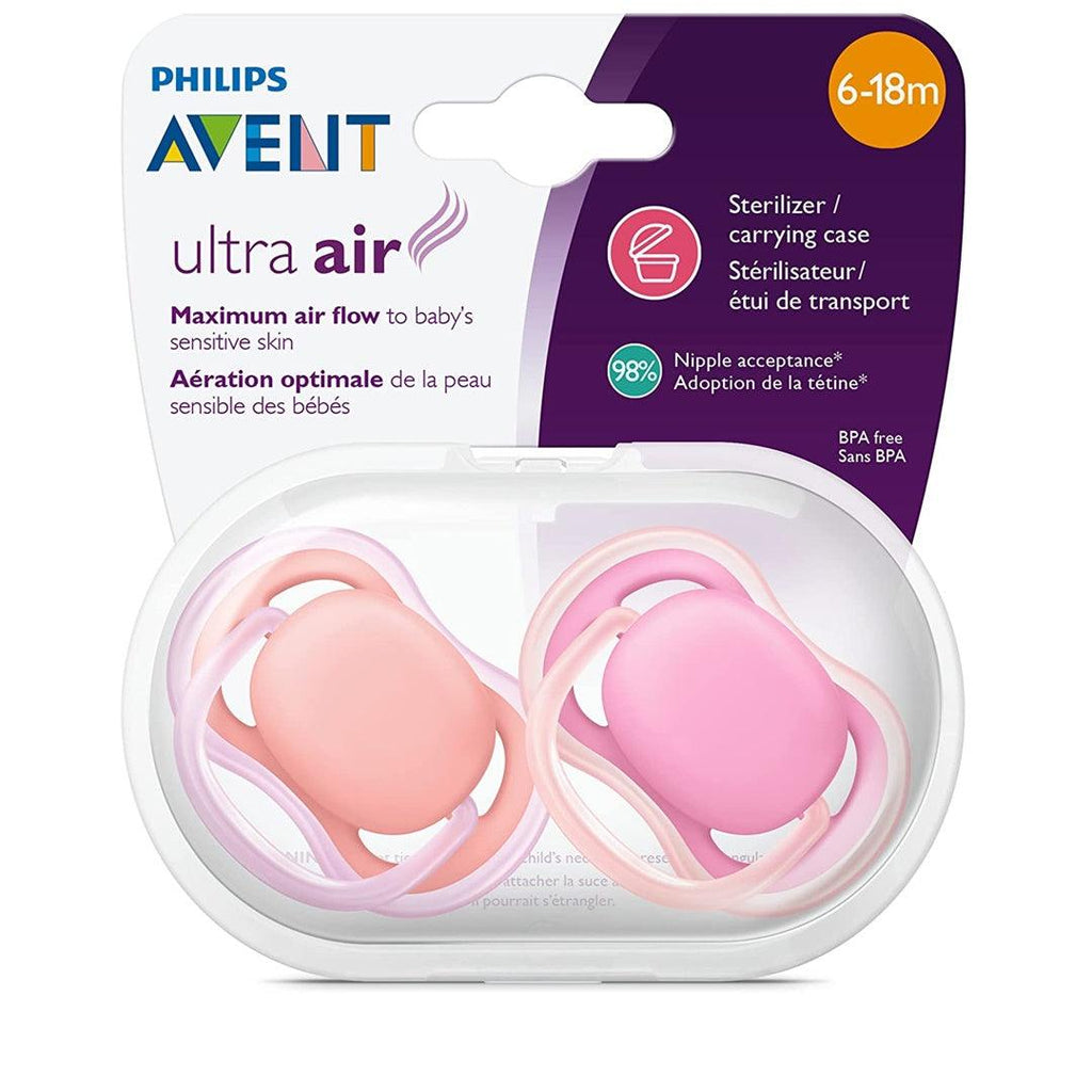 Chupetas Philips Avent Ultra Air 6-18M Pink & Peach - 2 Peças - Philips Avent Babytunes