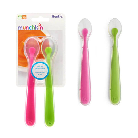 Colheres de Silicone Infantil Munchkin Rosa/Verde - 2 unidades - Munchkin Babytunes