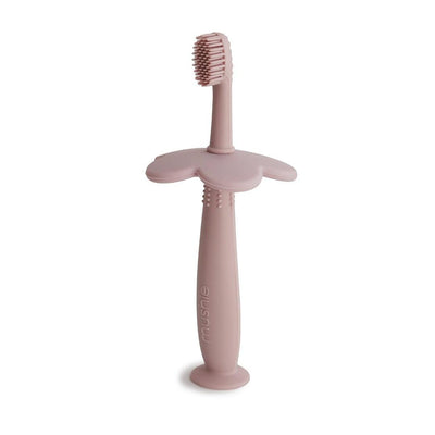 Escova De Dentes Infantil Com Ventosa Mushie Blush - Cerdas Macias