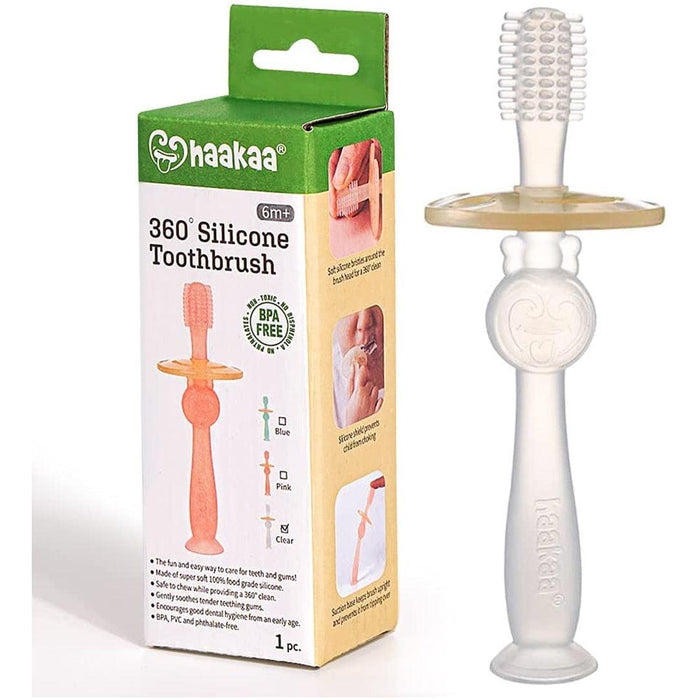
    Escova Dental Infantil de Silicone 360° Haakaa Clear - Haakaa Babytunes
  